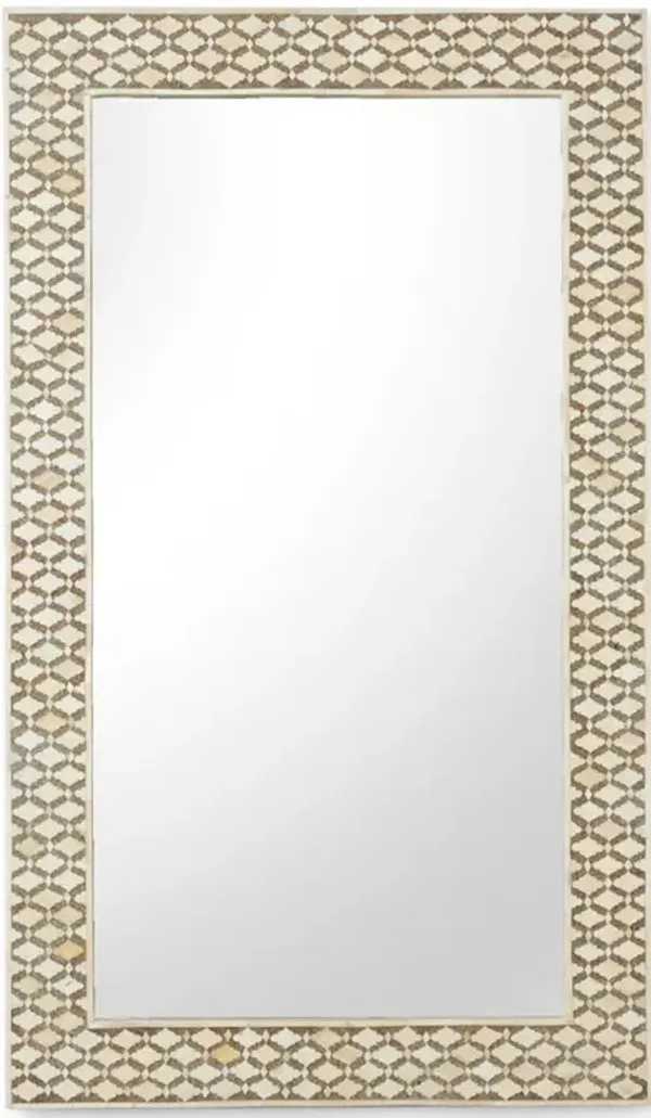 Frankie Modern Classic Brown Bone Inlay Rectangular Wall Mirror