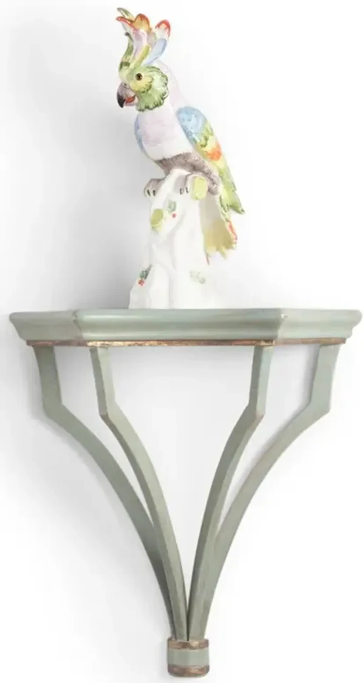 Vincent French Country Pompeian Green Wood Wall Shelf - Large