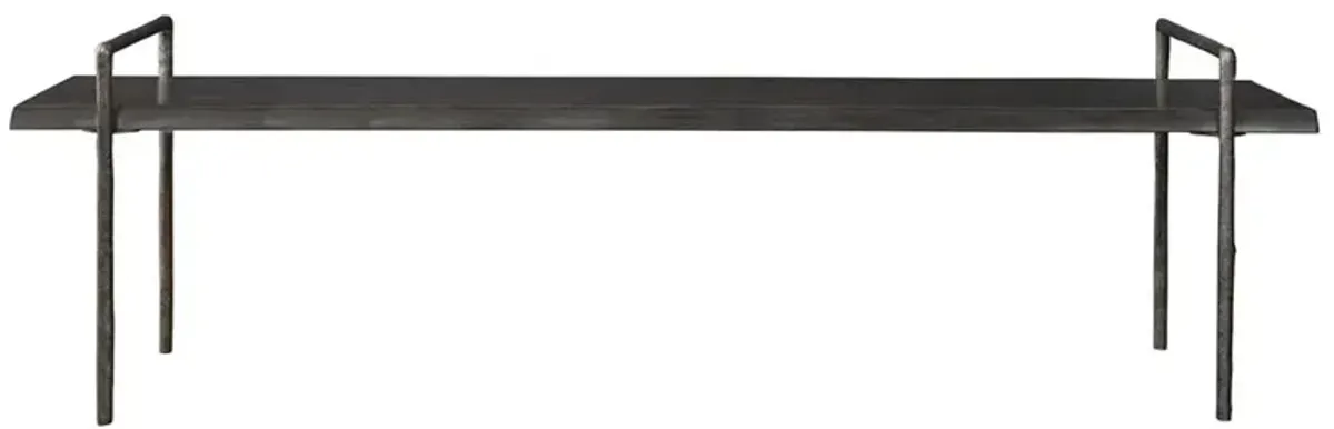 Connor Industrial Loft Dark Grey Acacia Wood Textured Iron Bench
