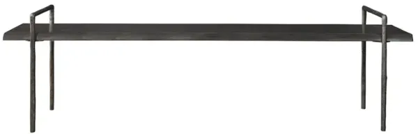 Connor Industrial Loft Dark Grey Acacia Wood Textured Iron Bench