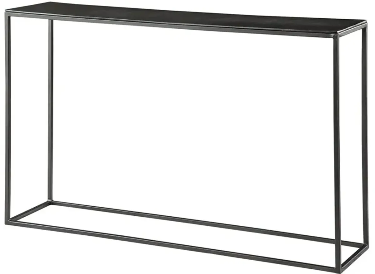Cora Industrial Cast Textured Aluminum Aged Black Iron Console Table
