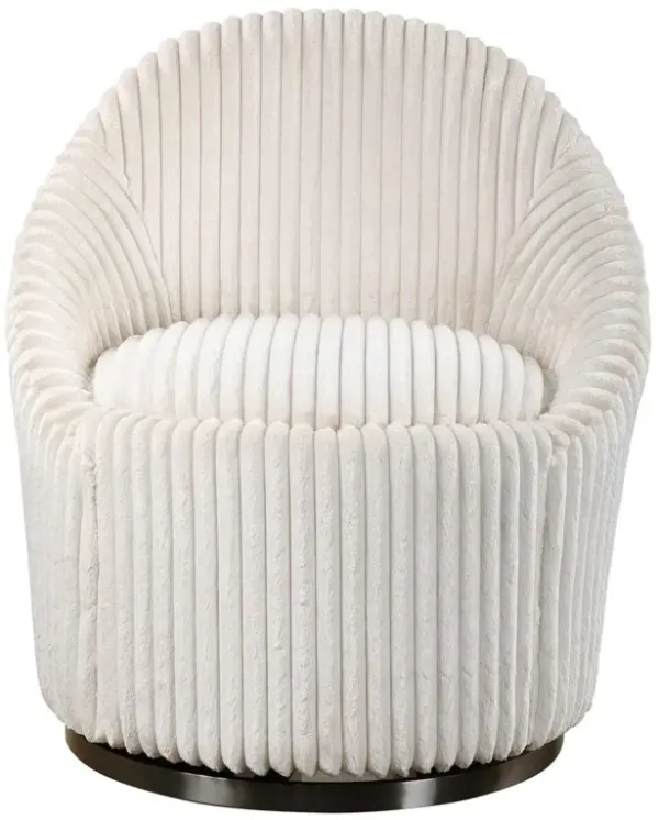 Colin Modern Classic White Chenille Swivel Chair