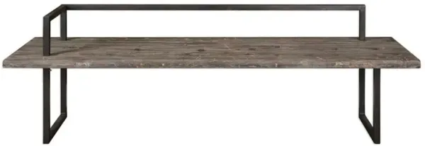 Holden Industrial Loft Aged Black Iron Grey Reclaimed Wood Bench