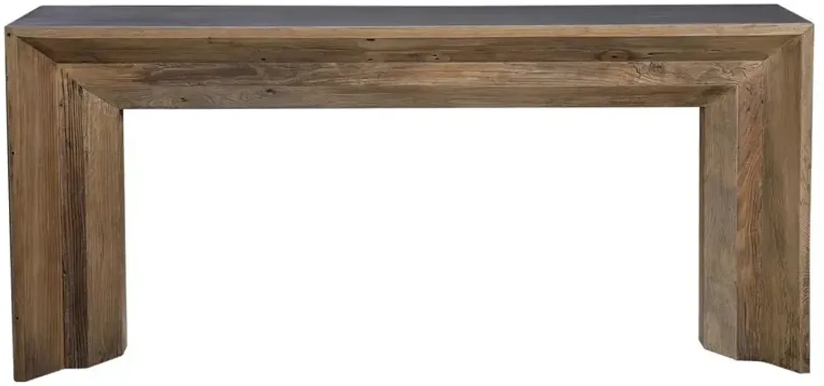 Victor Rustic Lodge Brown Reclaimed Wood Grey Concrete Console Table