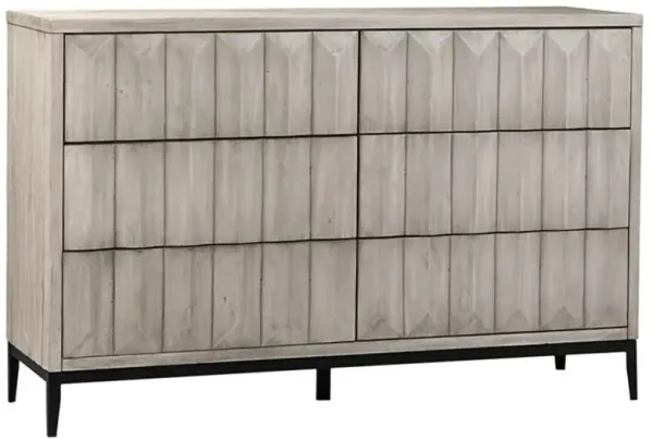 Mary Rustic Lodge Grey Wood Black Metal Base 6 Drawer Double Dresser