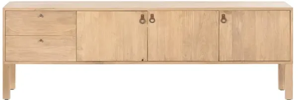 Luca Coastal Beach Beige Dry Wash Wood 2 Drawer 3 Door Media Console