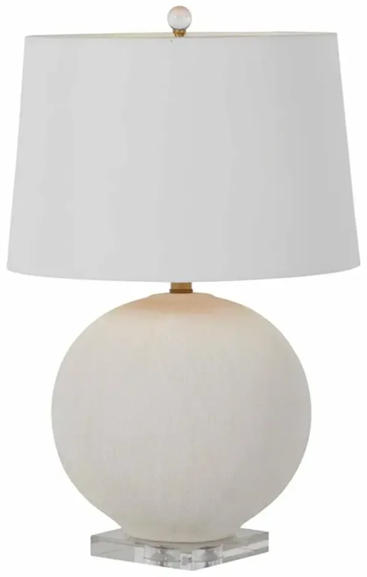 Wheeler Modern Clear Base White Ceramic Round Bedside Table Lamp