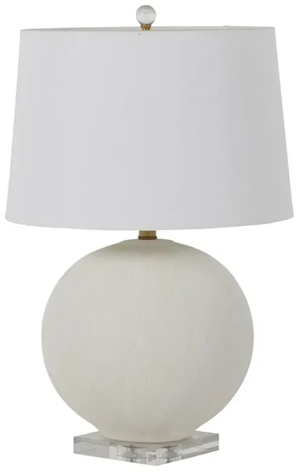 Wheeler Modern Clear Base White Ceramic Round Bedside Table Lamp