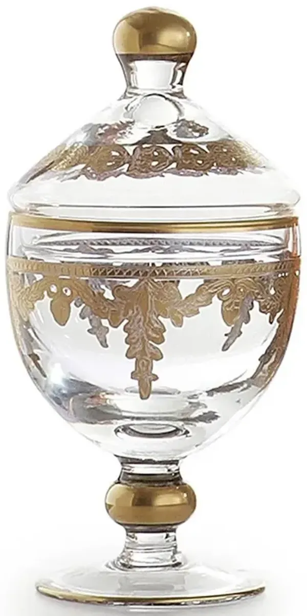 Baroque Hollywood Regency Gold Accent Glass Canister