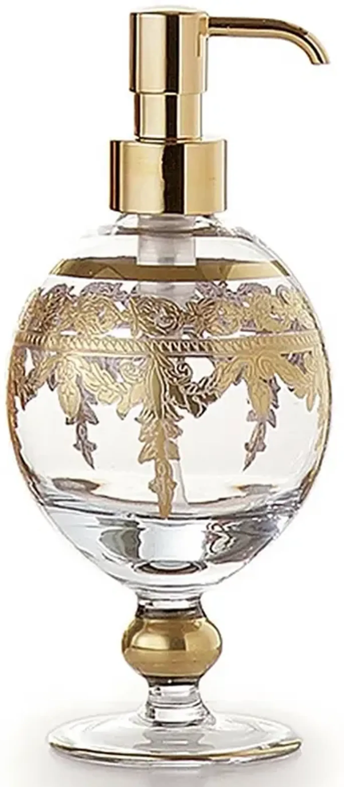 Baroque Hollywood Regency Gold Accent Glass Soap Dispenser