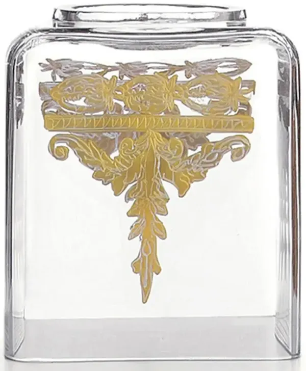 Baroque Hollywood Regency Gold Accent Glass Tissue Holder