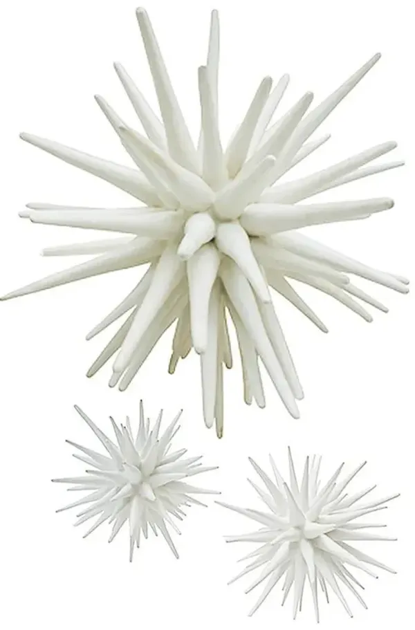 Modern Classic Frost White Resin Sea Urchin Sculpture - Large