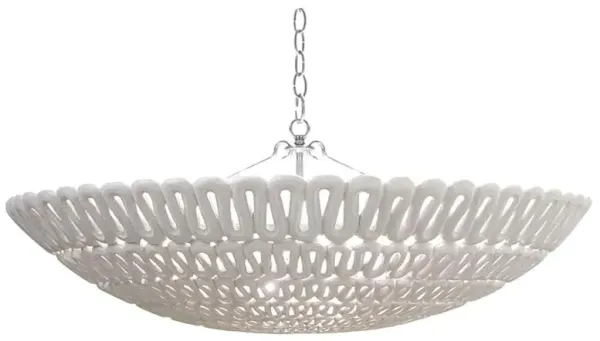 Pipa Modern Classic White Resin Silver Hardware Bowl Chandelier