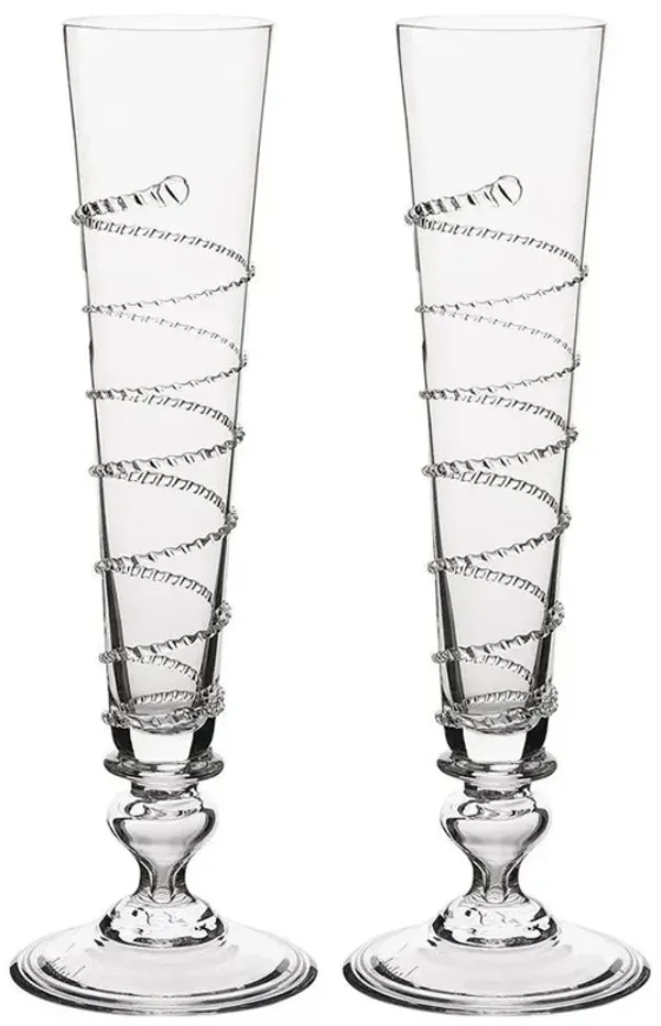 Juliska Amalia Modern Classic Clear Bohemian Flute Glass- Set of 2