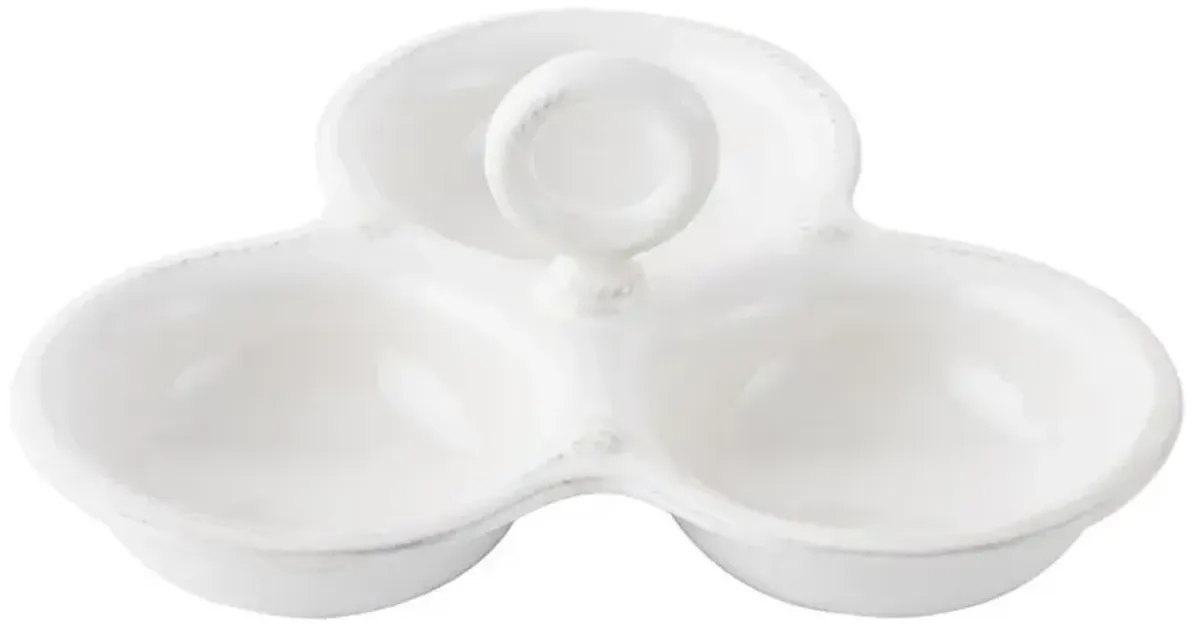 Juliska Berry & Thread Whitewash Ceramic Triple Bowl Server