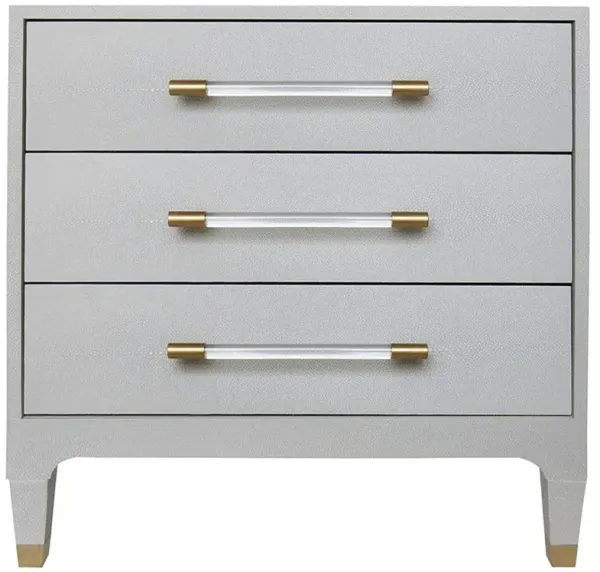 Worlds Away Amber Regency Grey Shagreen Clear Acrylic Gold Accent Nightstand