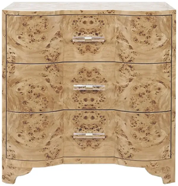 Worlds Away Calvin Modern Classic Brown Burl Wood Bachelor Chest