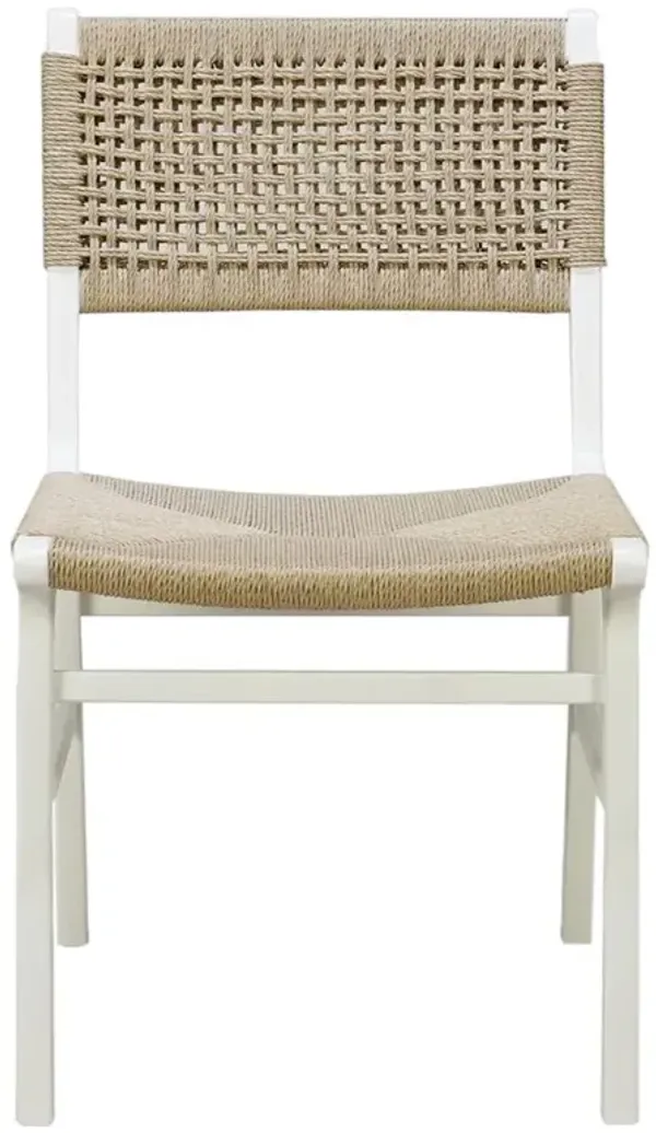 Worlds Away Monroe Coastal Beach White Oak Woven Seat Back Dining Side Chair
