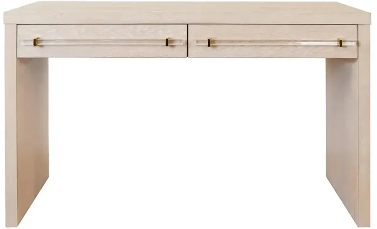 Worlds Away Ralph Rustic Lodge Brown Oak Wood Clear Acrylic Handle Desk