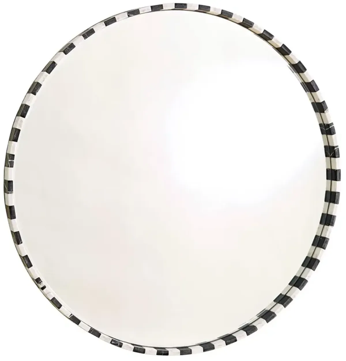 Alia Modern White Detail Black Marble Round Vanity Wall Mirror