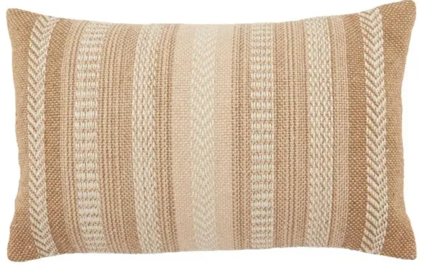 Maximus Global Beige Striped Indoor Outdoor Lumbar Pillow - 13x21