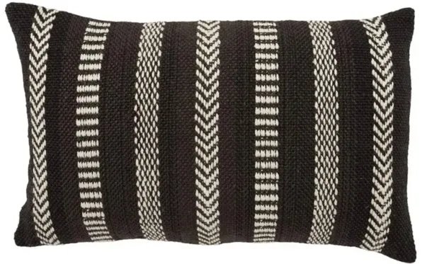 Maximus Global Black Striped Indoor Outdoor Lumbar Pillow - 13x21
