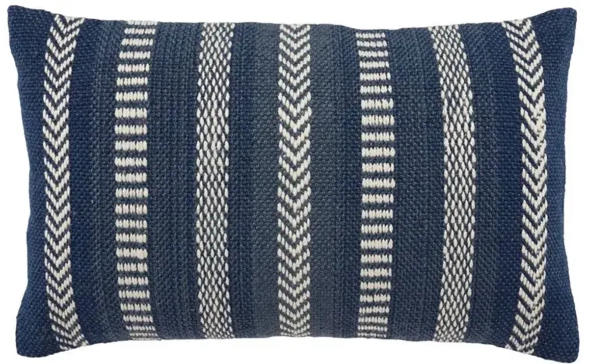 Maximus Global Blue Striped Indoor Outdoor Lumbar Pillow - 13x21