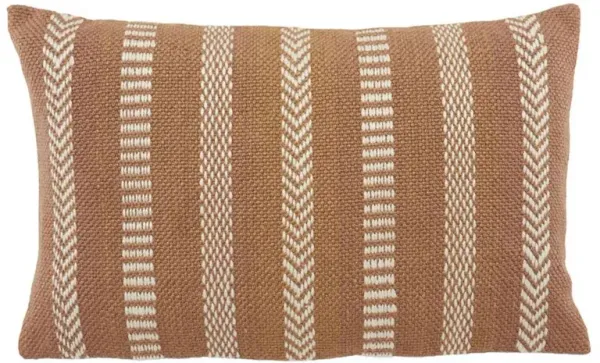 Maximus Global Tan Striped Indoor Outdoor Lumbar Pillow - 13x21