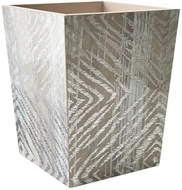 Zebra Global Bazaar Grey Wood Waste Basket