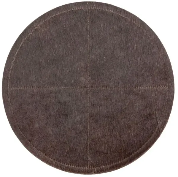 Tanner Rustic Brown Hide Round Placemat - Set of 2
