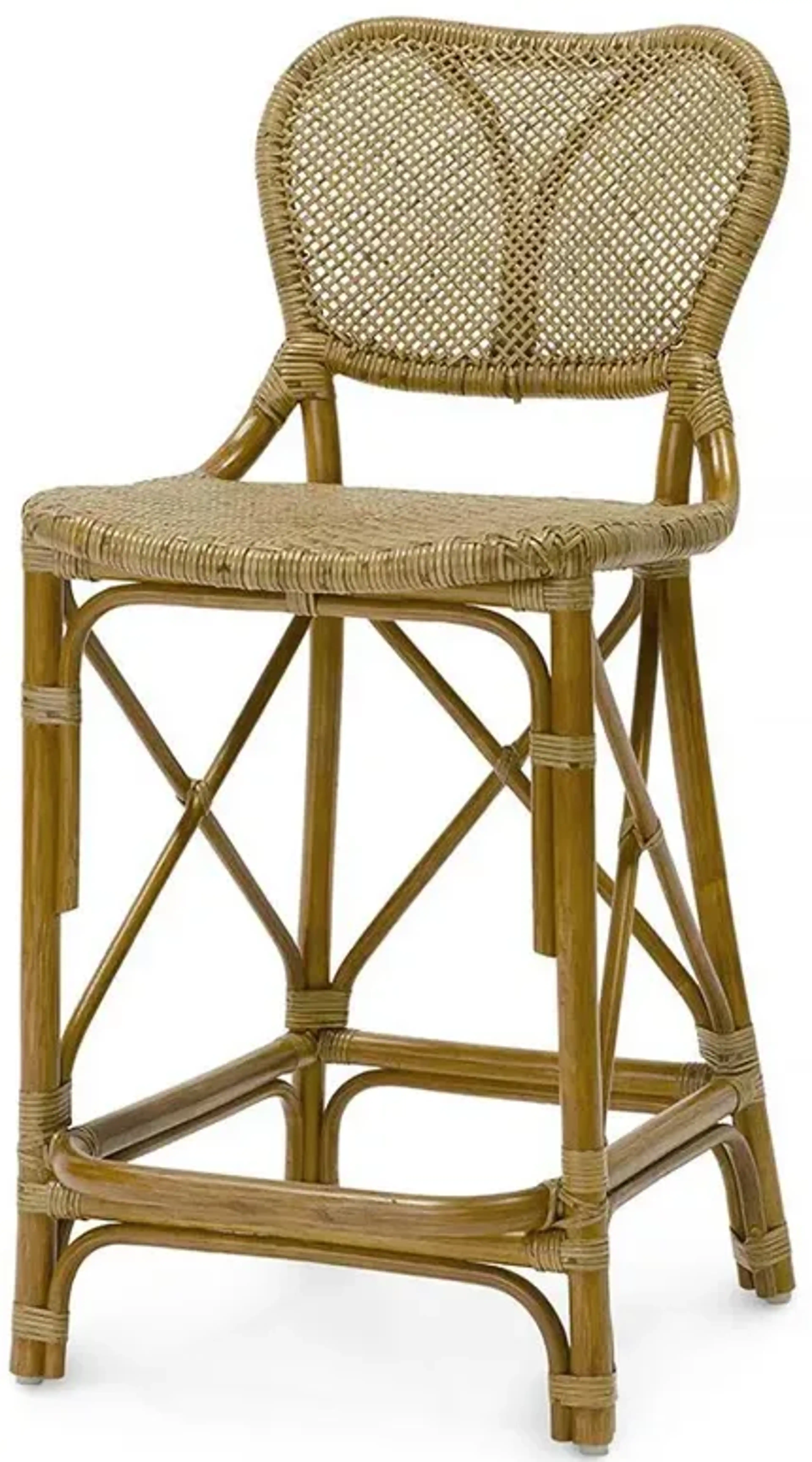 Palecek Jordan Coastal Beach Brown Woven Rattan Counter Stool Kathy Kuo ...