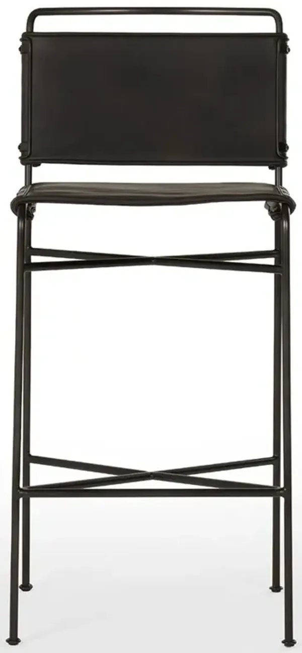 Oxton Industrial Loft Black Seat Iron Frame Bar Stool