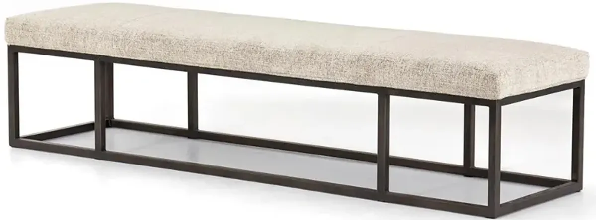 Zarro Modern Classic Beige Cushion Gunmetal Iron Frame Bench