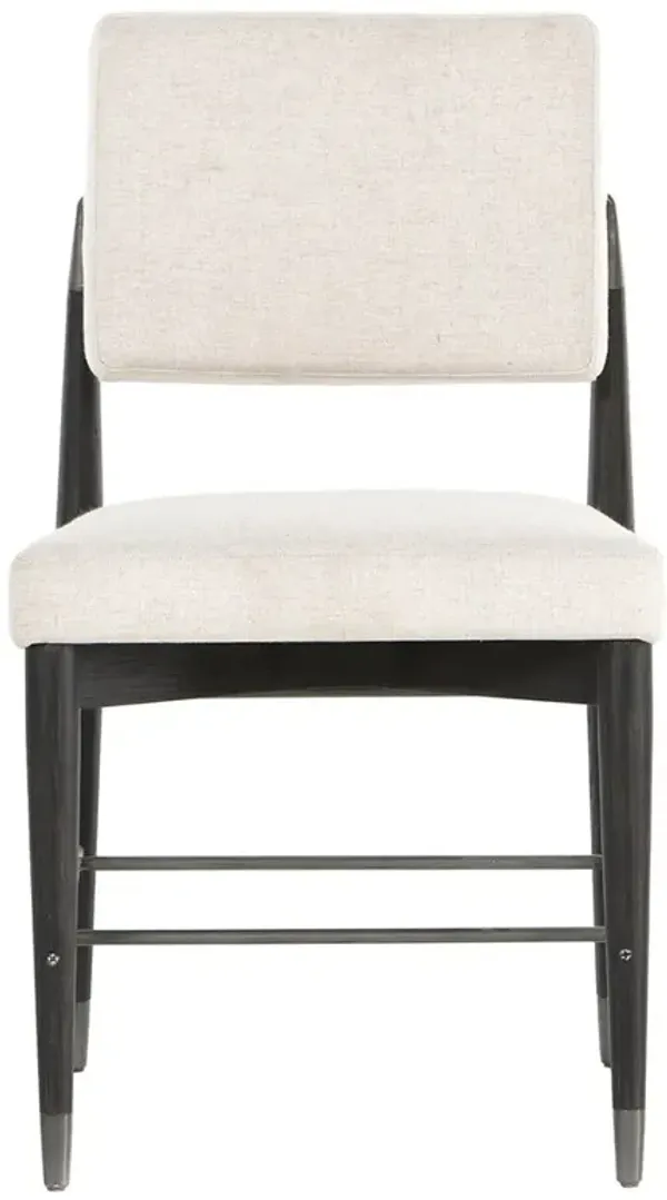 Eli Modern Classic Black Oak Wood White Performance Upholstered Dining Side Chair