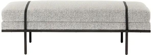 Ronan Modern Classic Grey Performance Upholstered Seat Black Iron Frame Bench