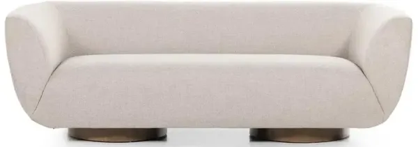 Sabina Modern Classic Beige Performance Brown Wood Base Tight Back Sofa - 87"W