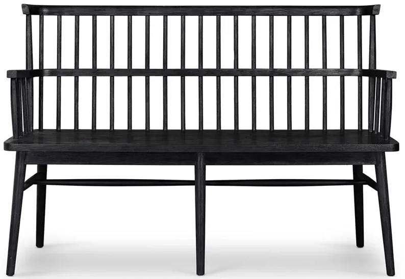 Penny Rustic Lodge Matte Black Wood Bench