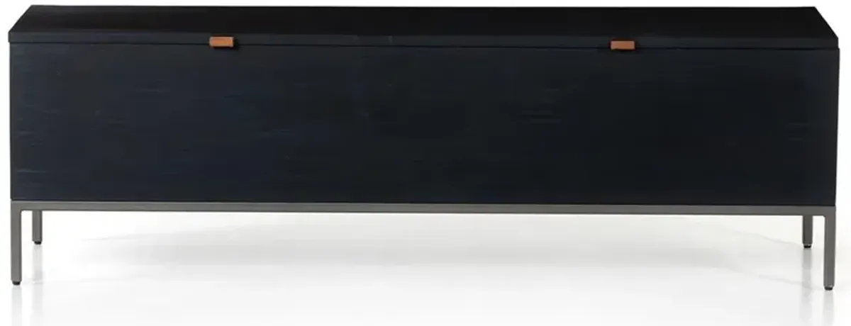 Theodore Industrial Loft Black Wood Grey Iron Leather Pulls Storage Bench