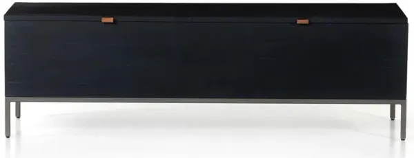 Theodore Industrial Loft Black Wood Grey Iron Leather Pulls Storage Bench