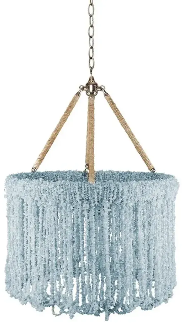 Thornton Coastal Aquamarine Quartz Beads Nickel Hardware Chandelier - 18"
