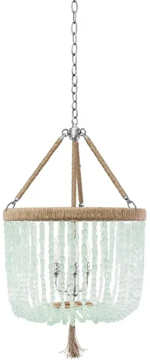 Moriah Coastal Recycled Glass Beads Nickel Hardware Chandelier - 12"