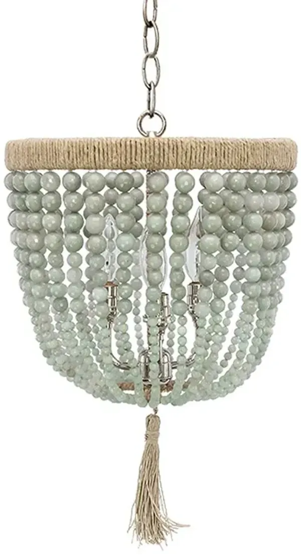 Moriah Coastal Beach Grey Milk Beads Nickel Hardware Chandelier - 12"