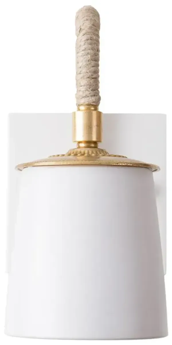 Murray Coastal Beach White Ceramic Brass Metal Armed Sconce