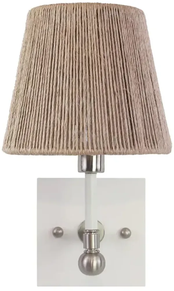 Hensley Coastal Beach Nickel Metal Natural Hemp Shade Armed Sconce