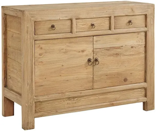 Maximilian Rustic Lodge Brown Reclaimed Pine Wood 2 Door Narrow Sideboard