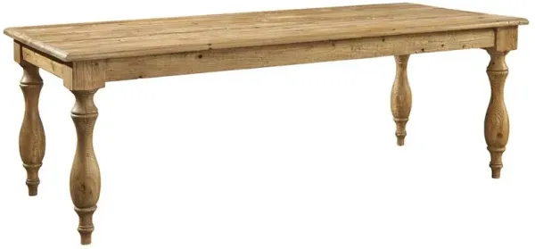 Dolce French Brown Reclaimed Pine Wood Rectangular Classic Dining Table - 87"W
