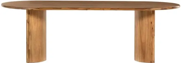 Paris Rustic Lodge Light Brown Acacia Wood Oval Dining Table - 94"