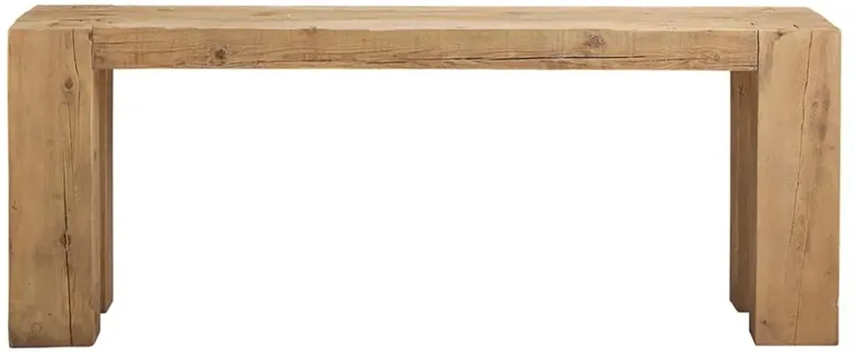 Amayah Rustic Brown Reclaimed Pine Wood Extra Long Rectangular Console Table
