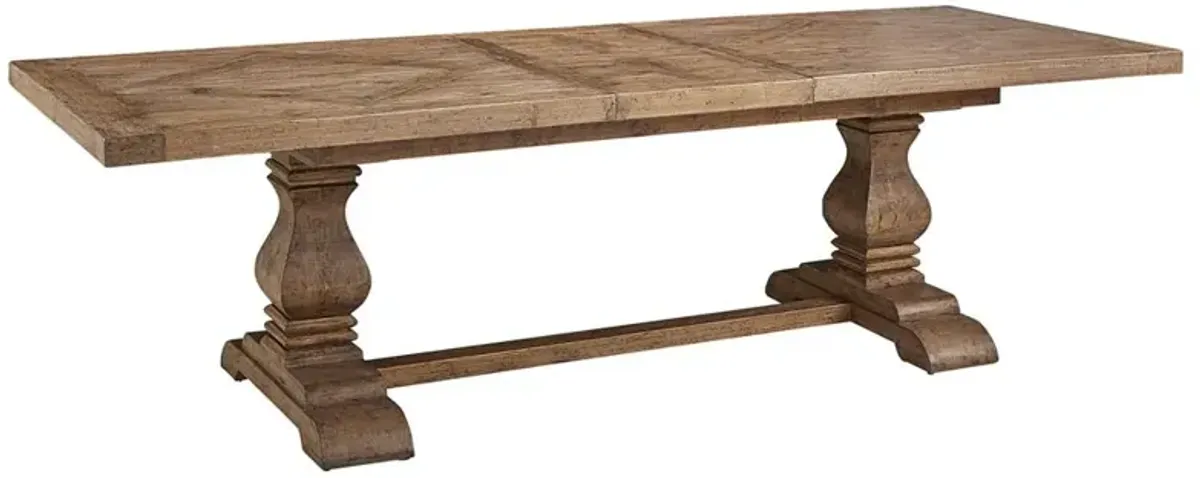 Charissa French Brown Pine Wood Rectangular Extendable Dining Table - 87-106.5"W
