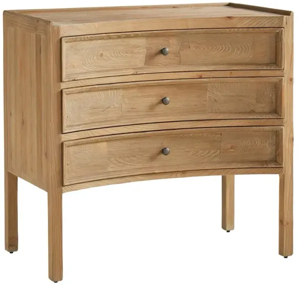 Kadence Rustic Brown Pine Wood Dovetail 3 Drawer Concave Bachelor Chest